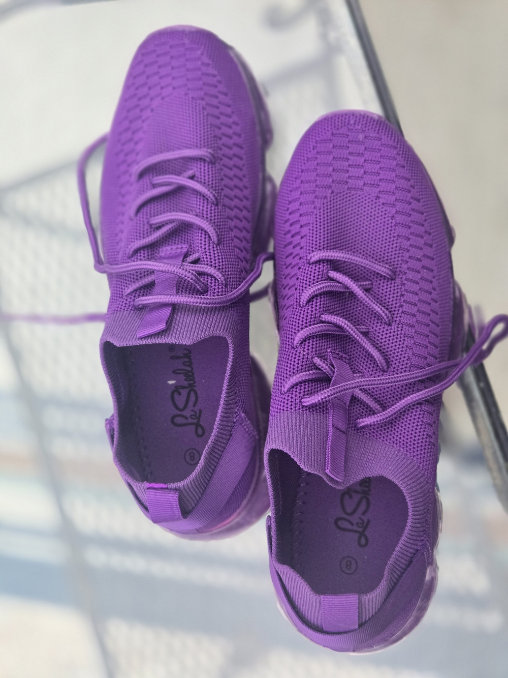 Purple Knit Lace-Up Women's Sneaker